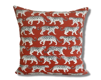 Walking on the Wild Side Outdoor Pillow Cover in Red / Eco Friendly / Available in Throw, Lumbar, Bolster Pillow Covers