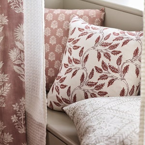 Botanical Pillow Cover in Rosewood | Organic Modern Pillows | Oeko-tex certified | Available in Lumbar, Bolster, Throw, Euro Sham Sizes