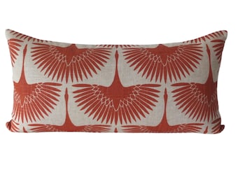 Genevieve Gorder Flock Circa Tigerlily Lumbar Pillow Cover - Burnt Orange Lumbar Pillow Cover - Large Lumbar - Extra Long Lumbar Pillow