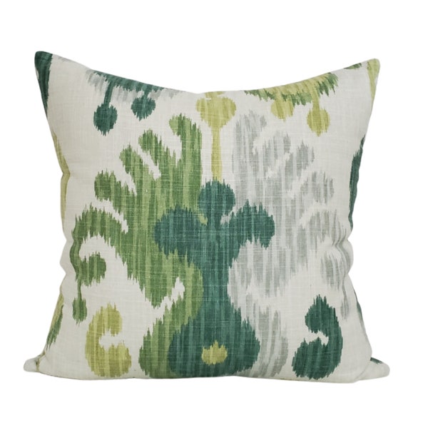 Ballard Designs Andros Ikat Pillow Cover - Vibrant Green Ikat Print / Available in Lumbar, Throw, Bolster, Euro Sham Pillow Cover