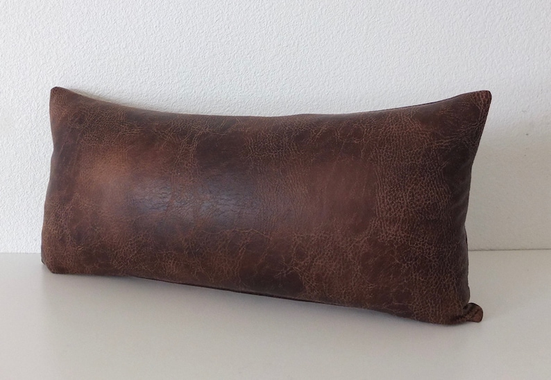 Faux Leather Texan Buff Long Bolster Pillow Cover / Available Etsy