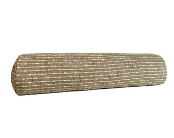 Tan Textured Striped Bolster Pillow Cover – Woven Polyester