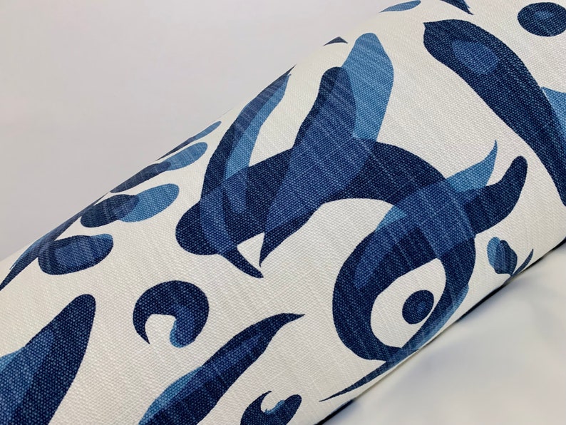 Lacefield Designs Lino Cobalt Bolster Pillow Cover / Modern Art / Indigo Blue & White Bolster Pillow / Modern Bolster Pillow Handmade image 3