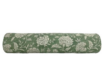 Earthy Green Floral Bolster Pillow Cover - Earthy Botanical Decor