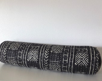 Mali Mud Cloth Print Inked pillow cover - Linen Blend Bolster Pillow Cover / Available in Lumbar, Square, and Euro Sham Pillow Covers