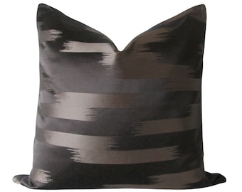 Stills Stripe Pillow Cover in Walnut - 100% Silk - Long Decorative Pillows - Available in Lumbar, Bolster, Throw, Euro Sham Sizes