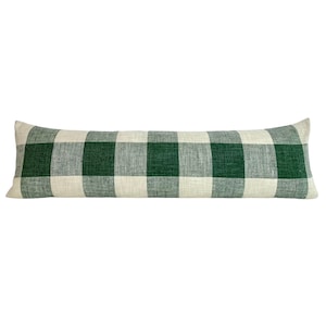 Moss Green Plaid Lumbar Pillow Cover - Plaid Pillow covers - Green Checker Pillow covers / Available in Bolster, Throw, Euro Sham Cover
