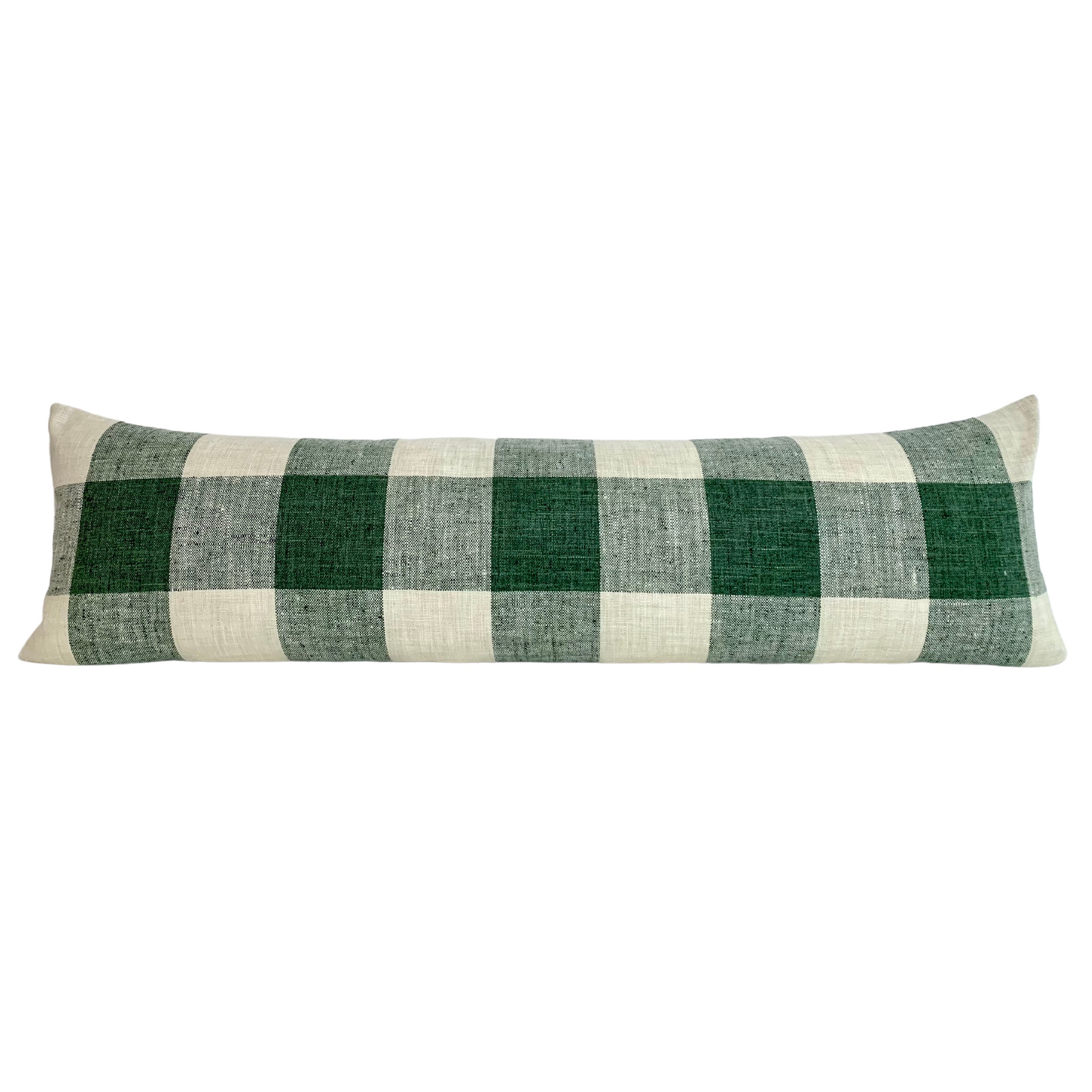 Moss Green Plaid Lumbar Pillow Cover - Plaid Pillow covers - Green Checker Pillow covers / Available in Bolster, Throw, Euro Sham Cover