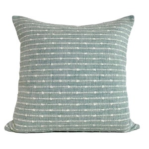 Coastal Seafoam Green Pillow | Textured Pillow Cover | Striped Pillows | Coastal Pillow | Available in Throw, Lumbar, Bolster Pillow Sizes