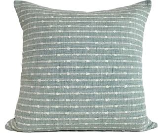 Seafoam Green Textured Striped Pillow Cover - Claudette Pillow Cover in Light Green - Available in Throw, Lumbar, Bolster Pillow Styles