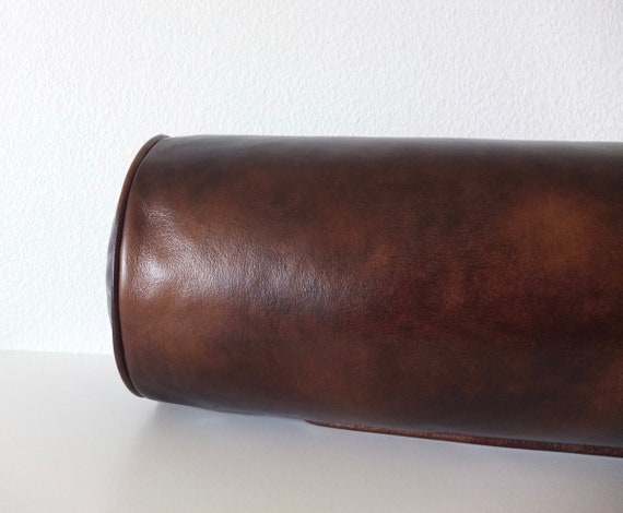 Dark Brown Faux Leather Bolster Pillow Cover Available In Etsy