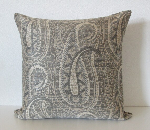 Gray Champagne Paisley Throw Pillow Cover Etsy