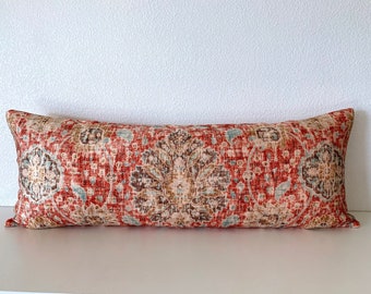 Ethan Allen Chakra Cinnabar Lumbar Pillow Cover / Large Lumbar Pillows - Long Lumbar - Bolster Pillows Covers - Handmade Throw Pillows