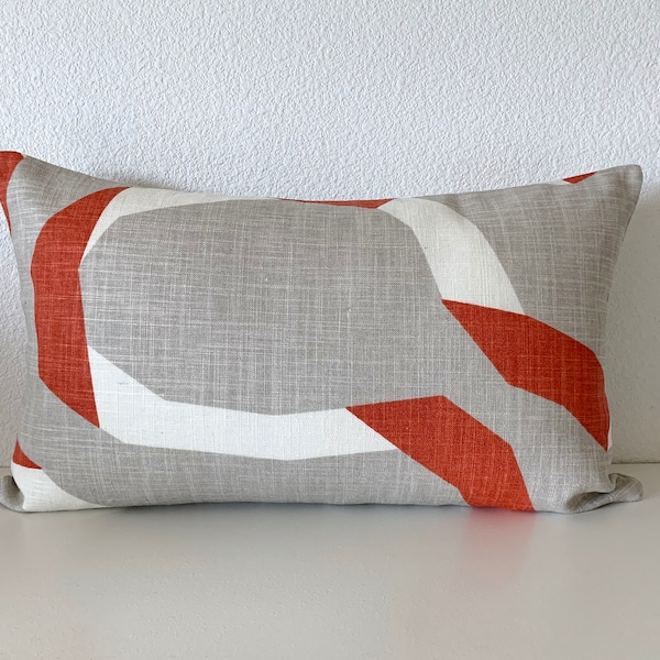 Dwell Studio Vento Persimmon Lumbar Pillow Cover / Available in Throw, Bolster, Euro Sham Covers