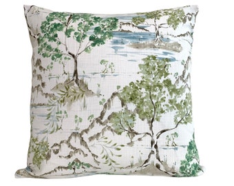 Ballard Designs Glenna Throw Pillow Cover in Willow - Chinoiserie Throw Pillow Cover