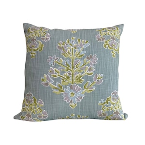 Clara Throw Pillow Cover in Mineral - Serene Seafoam Green Floral Medallion Pillow - Available in Lumbar, Throw, Bolster, Euro Sham Sizes