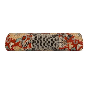 Tibetan Flame Tiger Pillow Cover - Tiger Skin Motif - Available in Bolster, Lumbar, Throw, Euro Sizes