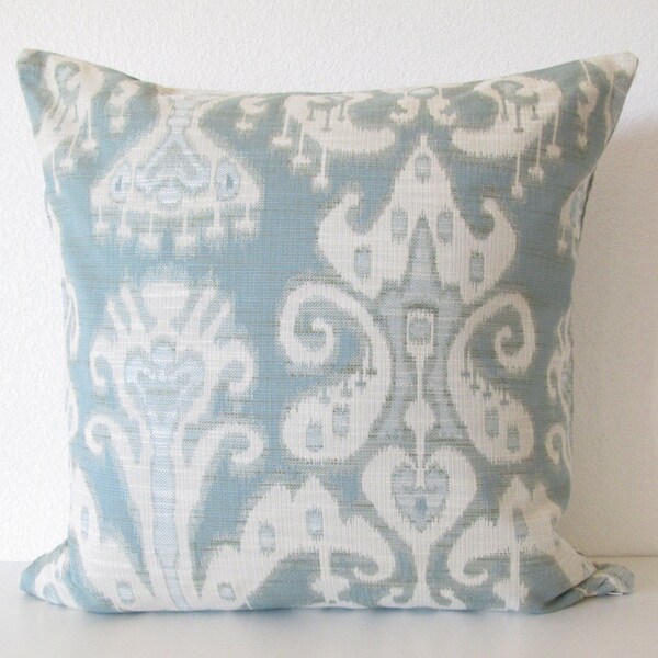 Blue Ikat Pillow Etsy