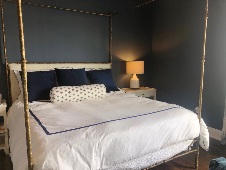 Hand Flora Indigo Bolster Pillow Covers 6x16 6x18 6x20 Etsy