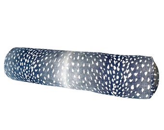 Ballard Designs Antelope Navy Bolster Pillow Cover - Antelope Pillow Cover - Linen Bolster Pillow - Long Bolster Pillow - Handmade Pillows