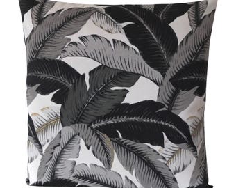 Tommy Bahama Palm Pillow Cover | Black & Gray Tropical Decor