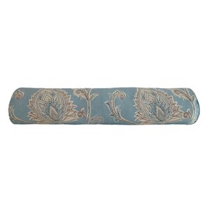 Aqua Blue Floral Jacobean Bolster Pillow Cover - Linen Cotton - Chic Botanical Decor - Available in Various Pillow Styles and Sizes