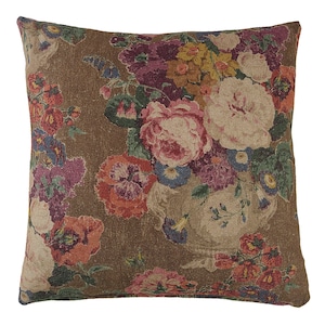 Ballard Designs Frances Floral Pillow | Brown Floral Pillow | Floral Bolster | Available in Throw, Lumbar, Bolster, and Euro Sham Sizes