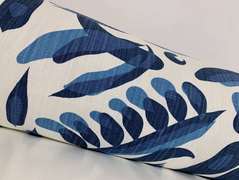 Lacefield Designs Lino Cobalt Bolster Pillow Cover / Modern Art / Indigo Blue & White Bolster Pillow / Modern Bolster Pillow Handmade image 5