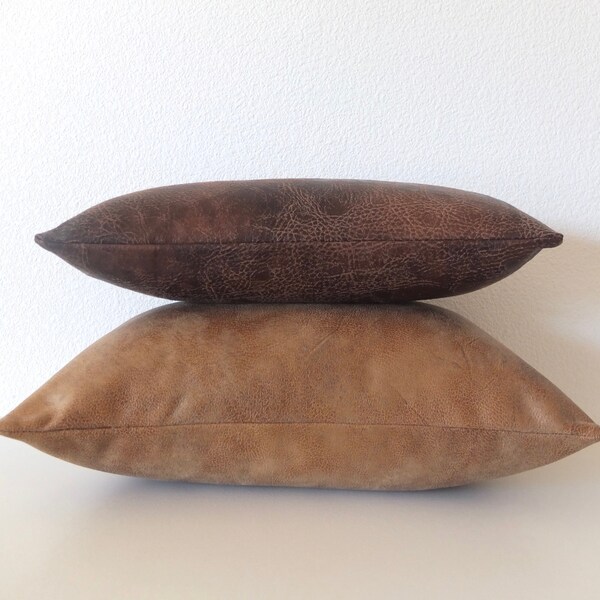 Faux Leather Pillow Etsy