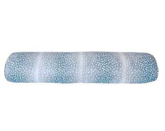 Ballard Designs Antelope Bolster Pillow Cover - Aqua Blue Antelope Print