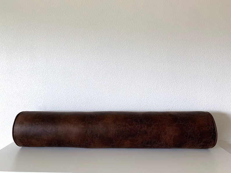 Modern West Texas Cocoa Brown Faux Leather Bolster Pillow Etsy Australia
