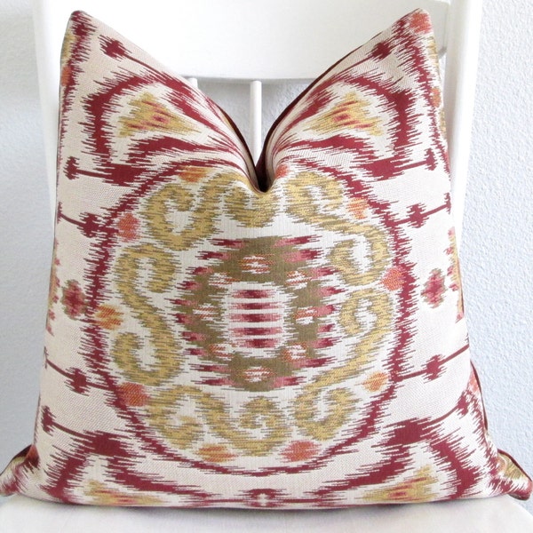 Kravet suzani red yellow  20x20 ikat throw pillow cover