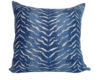Blue Tiger Stripes Throw Pillow Cover - Tiger Print Pillow - Tiger Throw Pillow - Tiger Pillow - Handmade Pillows - Tiger Pillow Cover