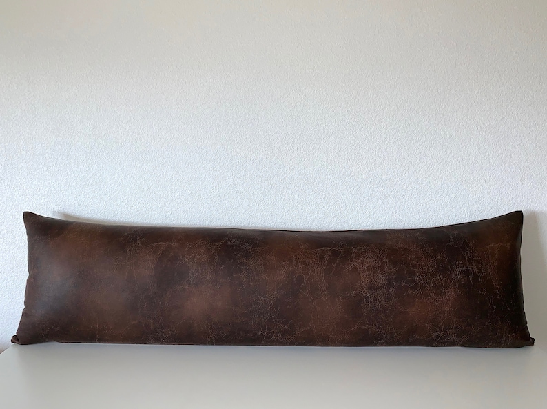 Faux Leather Texan Buff Long Bolster Pillow Cover / Available Etsy
