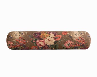 Ballard Designs Frances Floral Bolster Pillow Cover |  Brown Floral Linen