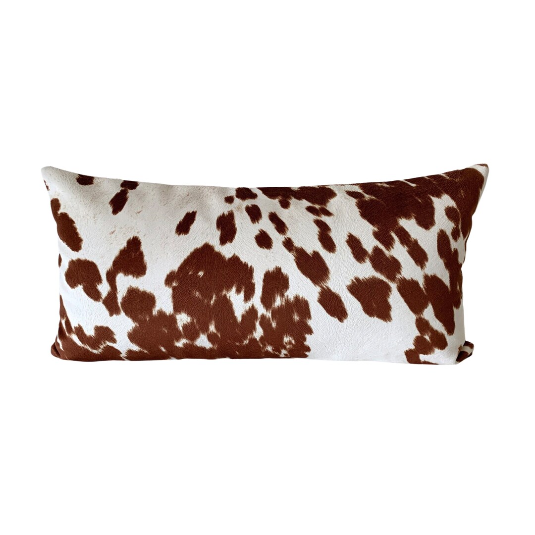 Modern West Texas Cowhide Rustic Bronze Lumbar Pillow Cover Faux Suede