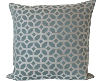 Geometric Hexagon Pillow Cover in Blue Gray -  Available in throw, lumbar, euro sham, and bolster covers