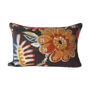 Fall Floral Lumbar Pillow Cover in Parisian Orange - Available in Lumbar, Throw, Bolster, Euro Sham sizes