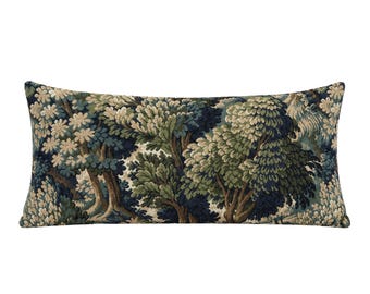 Forest Tapestry Lumbar Pillow Cover - Woodland Landscape - 100% Cotton