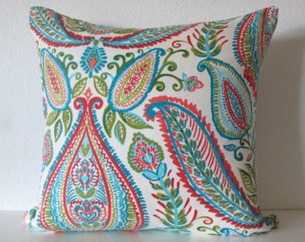 Paisley Poppy colorful pillow cover - Lumbar pillow cover