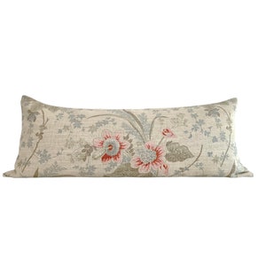 Ballard Designs Lumbar Pillow Cover - Laura Floral Parchment - Old Fashion English Florals - Large Lumbar Pillow - Floral Lumbar Pillow