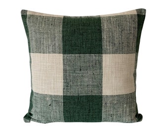Green Plaid Pillow Cover - Moss Green Pillow - Plaid Throw Pillow - Green Checker Pillow - Bolster Pillow Cover - Throw Lumbar Pillow