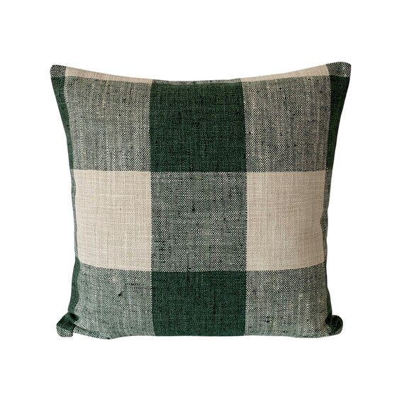 Green Plaid Pillow Cover Moss Green Pillow Plaid Throw Etsy