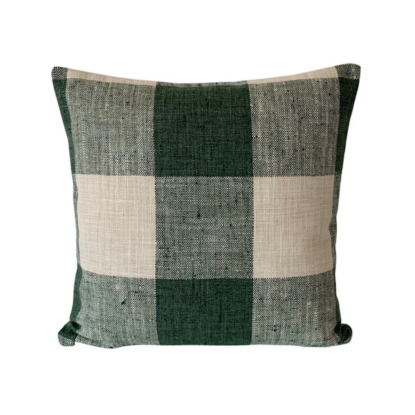 Green Plaid Pillow Cover - Moss Green Pillow - Plaid Throw Pillow - Green Checker Pillow - Bolster Pillow Cover - Throw Lumbar Pillow