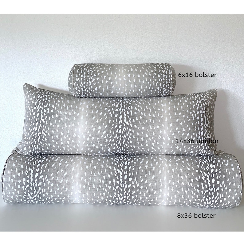 Extra Long Lumbar Gray Antelope Pillow Cover Vern Vip Ballard Designs Large Lumbar Pillow Antelope Pillow Cover Linen Body Pillow image 6