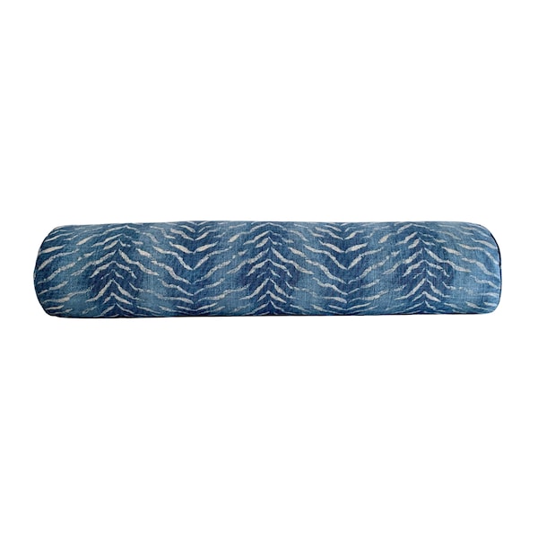 Blue Tiger Stripe Pillow Cover – Cotton Linen Blend