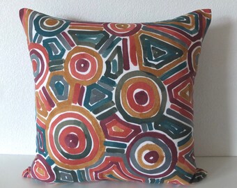 Songlines Cinnabar Throw Pillow Cover / Available in Bolster, Lumbar, Euro Sham Covers