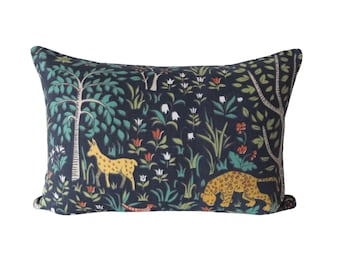 Folkworld Animal Print Pillow Cover – Navy Whimsical Decor