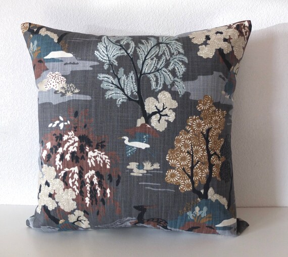 Dwell Studio Modern Toile Graphite 24x24 Oversized Chenille Pillow