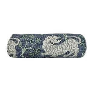 Lion Dance in Indigo / animal print / Decorative pillow covers / Available in Throw, Lumbar, Bolster, and Euro Sham Pillow Covers